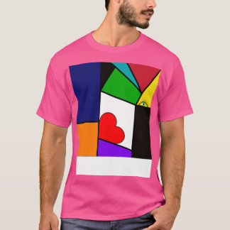 Cubism pattern mouth and eye T-Shirt