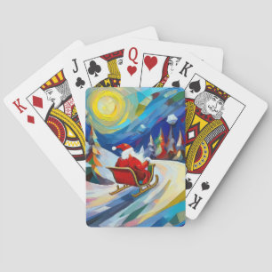 Cubism Santa Christmas Holiday  Playing Cards
