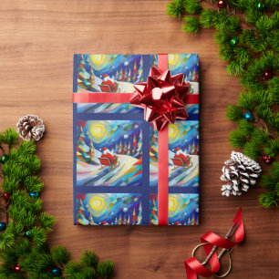 Cubism Santa Christmas Holiday  Wrapping Paper