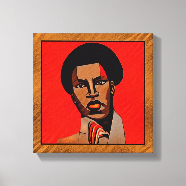 Cubism Style African Man Canvas Print (Front)