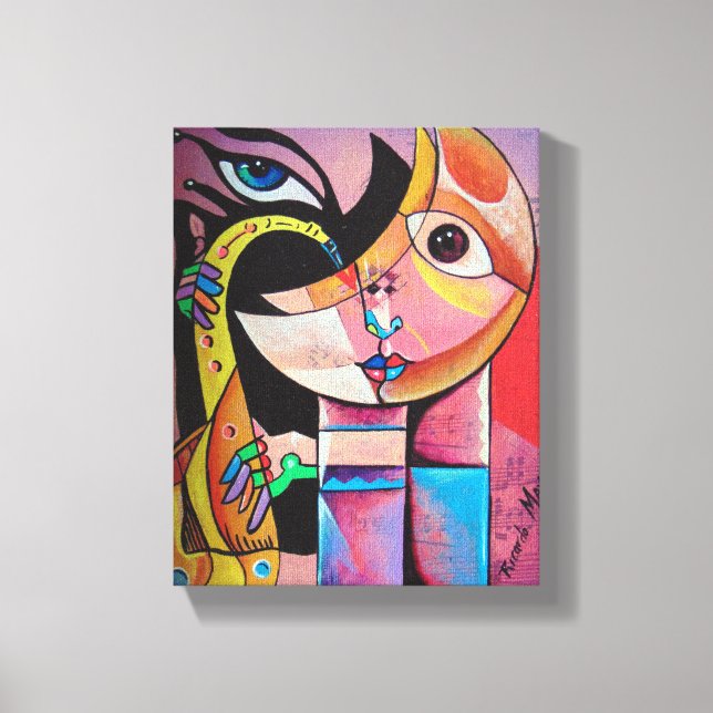 Cubism Surrealism  Musician Portrait Canvas Print (Front)