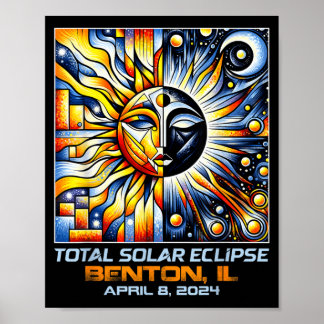 Cubism Total Solar Eclipse Benton Illinois Poster