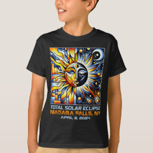 Cubism Total Solar Eclipse Niagara Falls New York T-Shirt