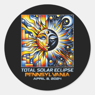 Cubism Total Solar Eclipse Pennsylvania PA Classic Round Sticker