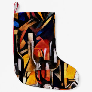 Cubism Wine Themes: Bottles & Grapes Small Christmas Stocking