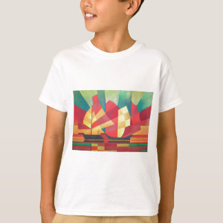 Cubist Abstract of Junk Sails and Ocean Skies T-Shirt