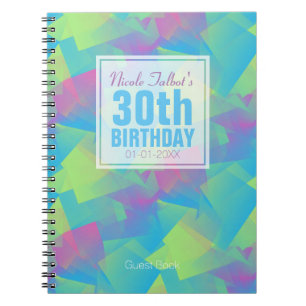 Cubist Abstract Pastel 30th Birthday Guest Book 2a