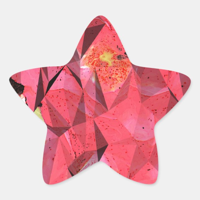 Cubist Abstract Roses Star Sticker (Front)