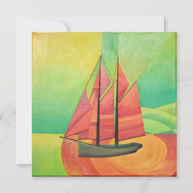 Cubist Abstract Sailing Boat Geometric Art (Front)