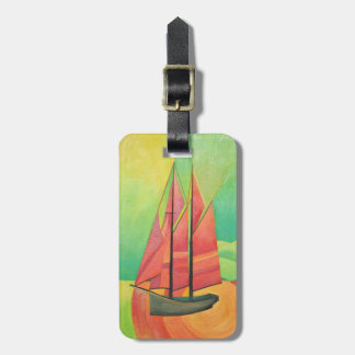 Cubist Abstract Sailing Boat Geometric Art Luggage Tag