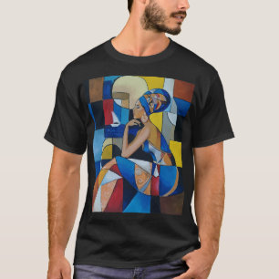 Cubist African Woman Dark T-Shirt   Bold Geometric