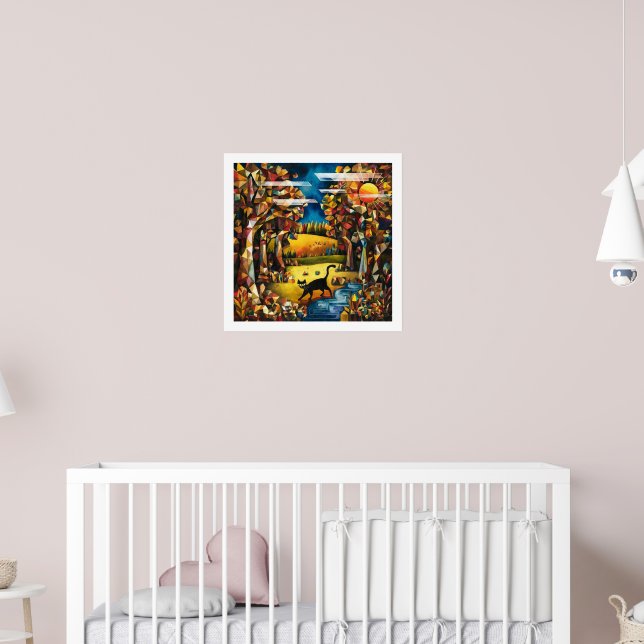  Cubist Autumn Forest with River and Meadow  Poster (Nursery 2)