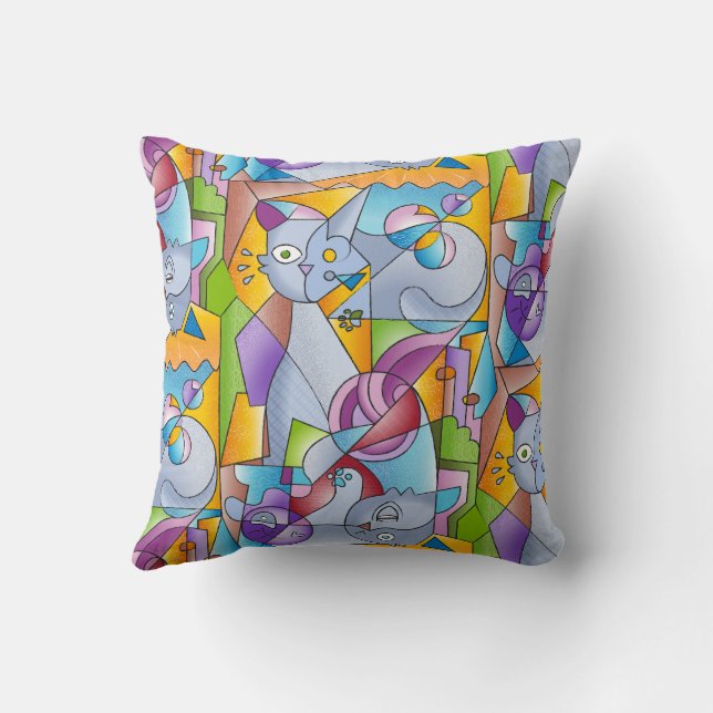 Cubist Cats - The Mininos Cushion (Back)