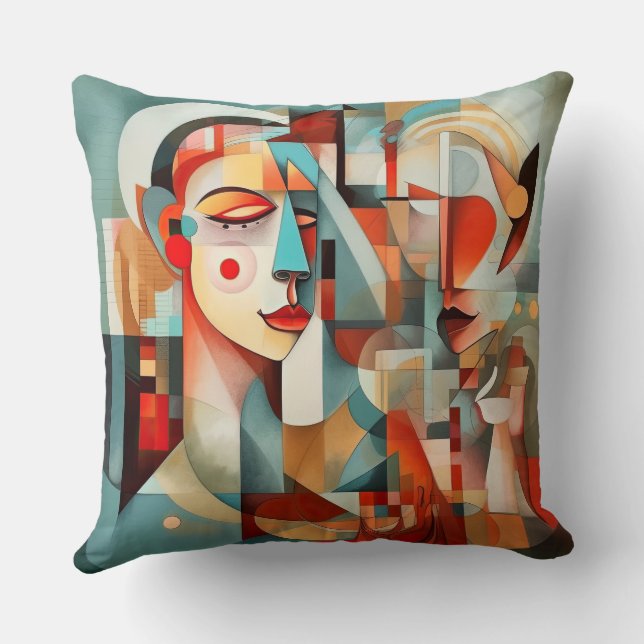 Cubist Design Throw Pillow (Back)