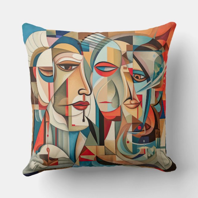 Cubist Design Throw Pillow (Back)