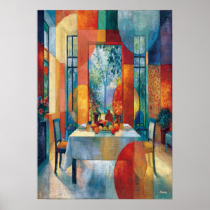 Cubist Dining Room Interior Poster