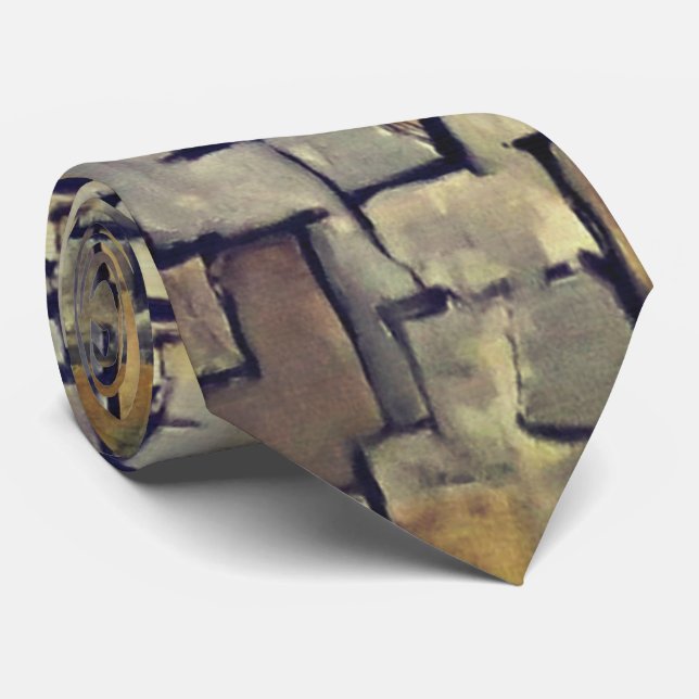 Cubist Earth – Textured Form Tie (Rolled)