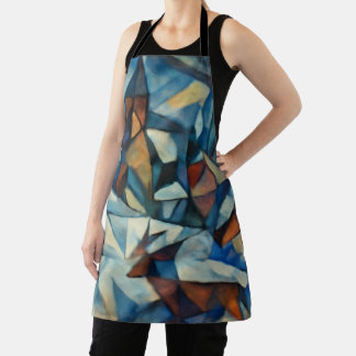 Cubist Expressionist Winter Village Apron