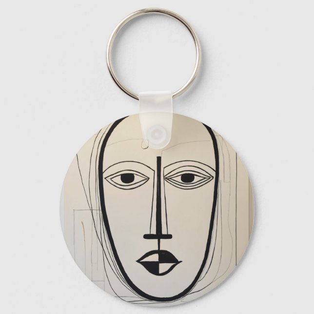 Cubist Face Art - Abstract Design Key Ring (Front)
