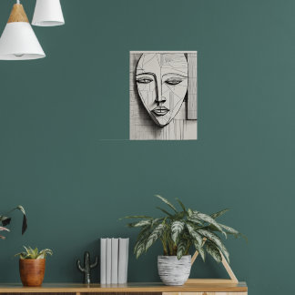 Cubist Face Wall Art - Unique Abstract Portrait De
