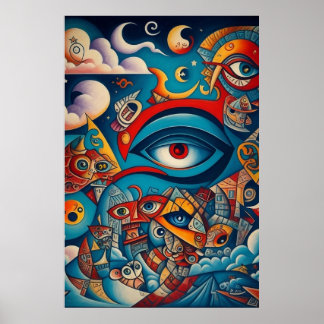 Cubist Graffiti ART- A Fusion of Art and AI Poster