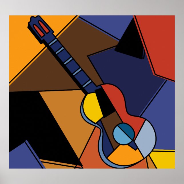 Cubist Guitar Surrealism Painting. Poster (Front)