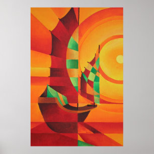 Cubist Junks On The Red Sea Poster