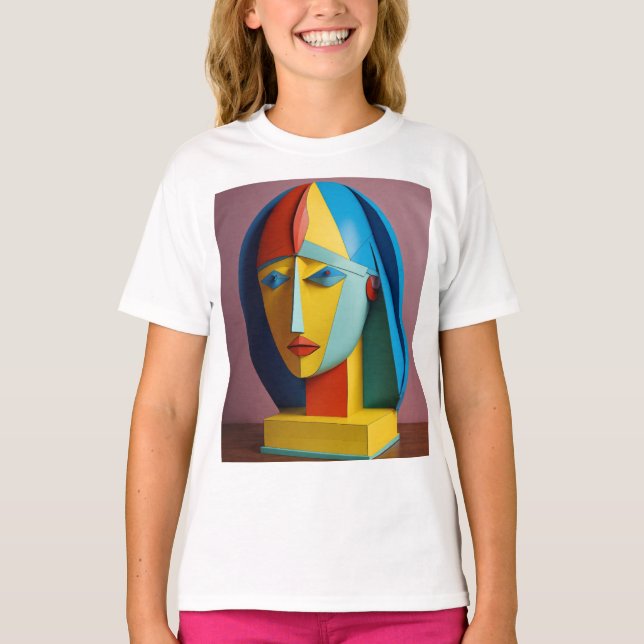 Cubist Kaleidoscope: Annual 3D Picasso Extravaganz T-Shirt (Front)