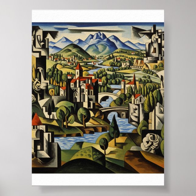 Cubist Landscape Art Poster (Front)