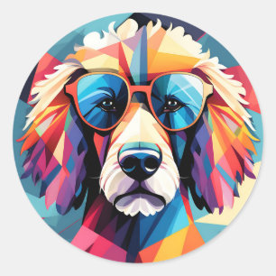 Cubist Poodle Dog Classic Round Sticker