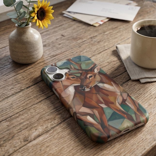 Cubist Style Reindeer Phone Case - iPhone (Lifestyle Shot)
