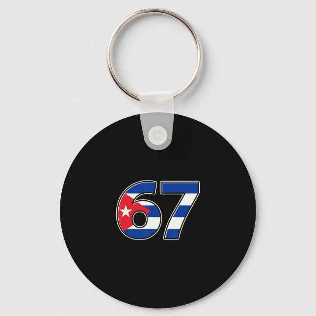 Cuby Flag Number 67 Birthday Year  Key Ring (Front)