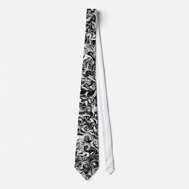 Cuckoo Abstract Black & White Swirl Tie (Front)
