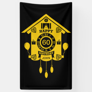 Cuckoo Clock Time Happy Birthday Banner