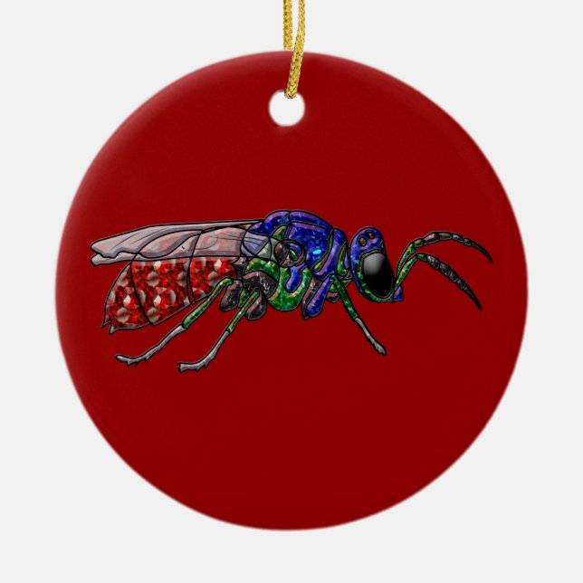 Cuckoo Wasp Ceramic Tree Decoration (Front)