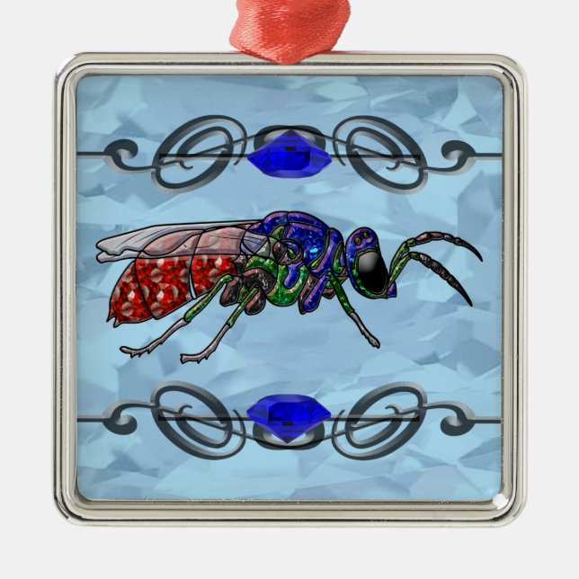 Cuckoo Wasp Metal Tree Decoration (Front)