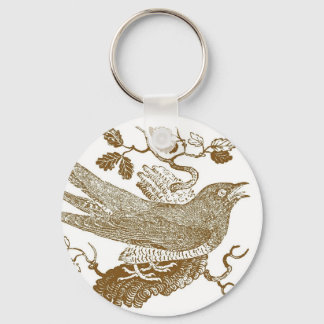 Cuckoo Woodcut Key Ring