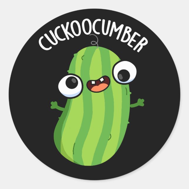 Cuckoocumber Funny Veggie Cucumber Pun Dark BG Classic Round Sticker (Front)