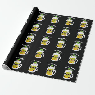 Cucum-beer Funny Beer Pun Dark BG Wrapping Paper