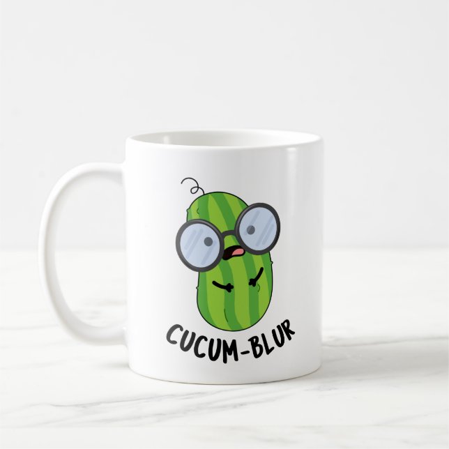Cucum-blur Funny Veggie Cucumber Pun  Coffee Mug (Left)