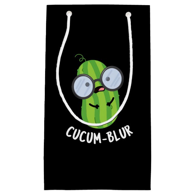Cucum-blur Funny Veggie Cucumber Pun Dark BG Small Gift Bag (Front)