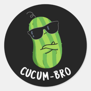 Cucum-bro Funny Veggie Cucumber Pun Dark BG Classic Round Sticker