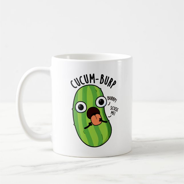 Cucum-burp Funny Cucumber Pun  Coffee Mug (Left)
