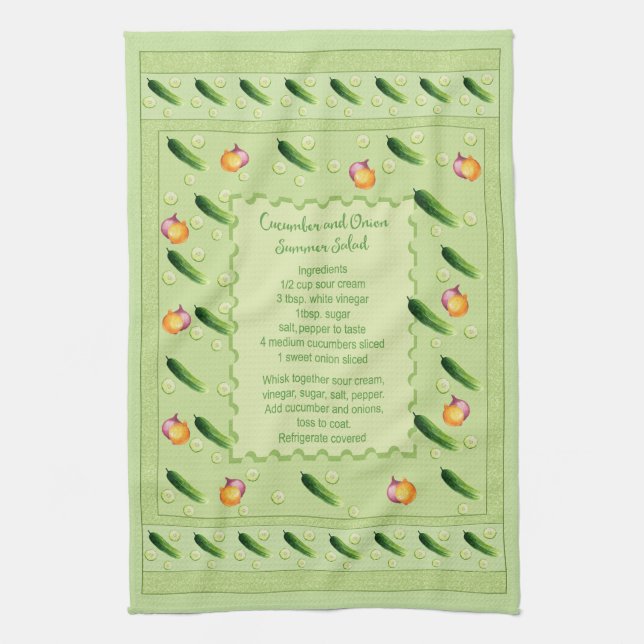 Cucumber and Onion summer salad Tea Towel (Vertical)