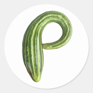 Cucumber - beautiful fresh green striped cucumber classic round sticker