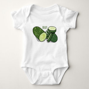 Cucumber cartoon illustration  baby bodysuit