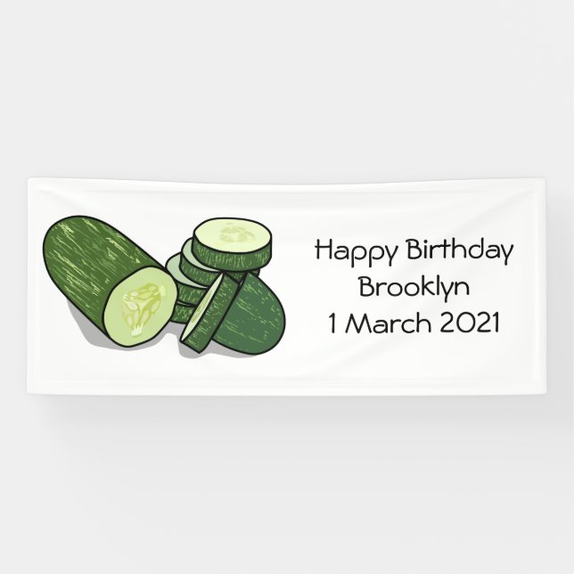 Cucumber cartoon illustration banner (Horizontal)