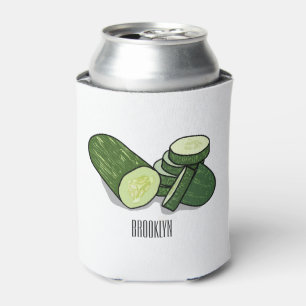 Cucumber cartoon illustration can cooler