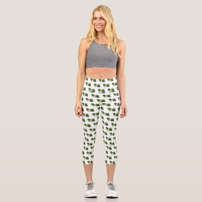 Cucumber cartoon illustration  capri leggings (Front)
