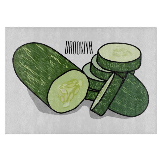 Cucumber cartoon illustration  cutting board (Front)